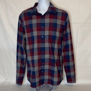 UNTUCKit Men's Casual Piemonte Shirt - Red and Blue Size XL Tall/Slim